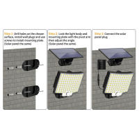 Luces Solarizadas Exteriores 106LED con Sensor de Movimiento Luz de Inundación Solar con Control Remoto 3 Modos Impermeables para Calle Jardín Pared - details 11