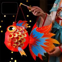 Linterna de Festival del Medio Otoño de pescado hecha a mano, linterna luminosa de loto de mediados de otoño, Kit de Material de linterna DIY de papel de estilo chino - details 17