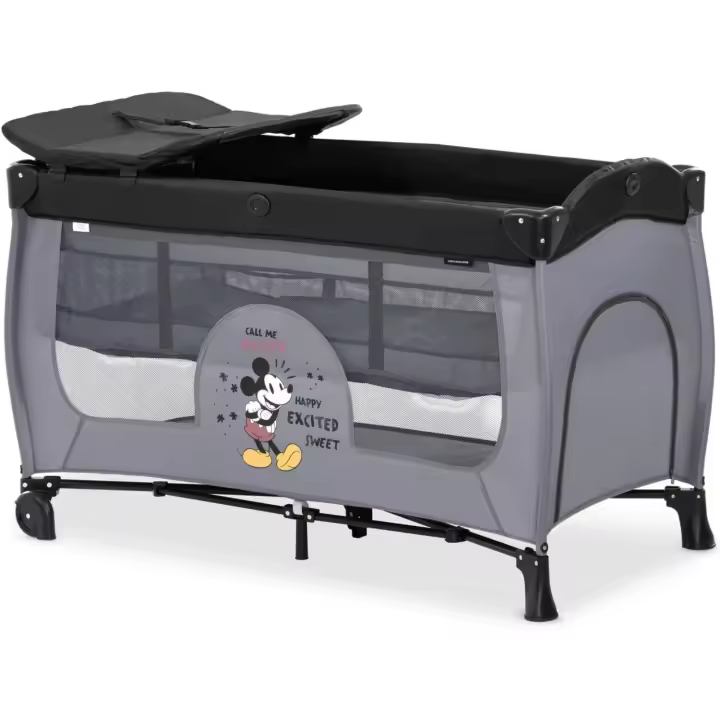 Cuna de Viaje de Dos Alturas con Cambiador Parque Infantil Bebe 120x60 cm Cuna Bebe en Gris Teddy - 1