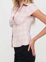 2025 Camisa con botones a cuadros de manga corta Y2K para mujer, blusas con botones, Tops informales de verano, ropa de calle de los años 90 - details 4