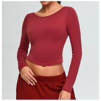 Top de yoga de manga larga con espalda abierta para mujer, ropa deportiva sexy con espalda abierta, Top corto con diseño de espalda en U - details 9