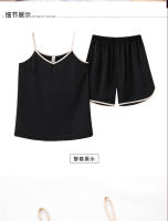 Pijama de primavera y verano otoño para mujer de seda de hielo Sexy Slip camisón corto fino estilo coreano dulce de dos piezas traje de casa - details 9
