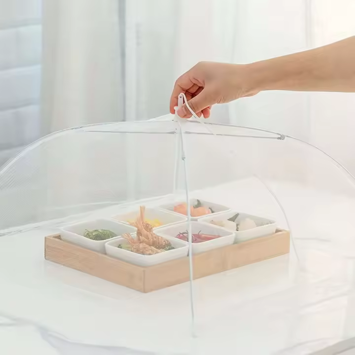 1 unidad de cubierta para alimentos, mosquitera plegable, paraguas, protección para picnic, cubierta para platos, accesorios de cocina - 1