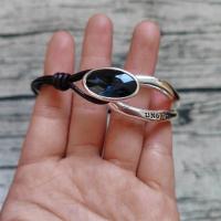 UNOde50-Joyería de la suerte hecha a mano, pulsera de cuero y cristal con diseño exclusivo para mujer - details 3