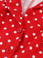 Elegante Vestido de Verano con Cuello de Giro Estilo Vintage Haruku Manga de Gorro Puntos Rojos - details 5