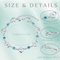 Pulsera de Plata de Ley 925 para Mujer, brazalete de Amor, Corazón de Cristal para Novia, Regalo de Joyería - details 2