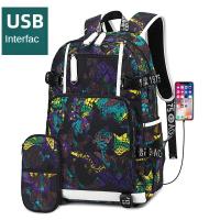 Mochilas impresas de moda para hombres y mujeres, estudiantes de secundaria y estudiantes de secundaria, interfaz usb, mochilas con patrones geométricos personalizados - details 25