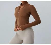 Top corto de Yoga para mujer, chaqueta deportiva de lana, abrigo de manga larga con cremallera completa, ropa deportiva informal para gimnasio - details 1