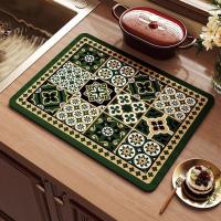 Estera de secado de platos de estilo americano, vajilla de barro de diatomeas Retro, estera absorbente de cocina antideslizante resistente al calor para vacaciones - details 5
