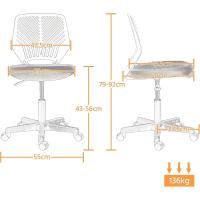 Silla Escritorio de Oficina Ergonómica Silla Giratoria Altura Ajustable sin Reposabrazos Asiento Malla Rosa - details 47