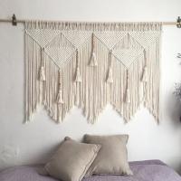 Colgante de pared de macramé tejido a mano, cuerda de algodón Bohemia, tapiz Boho, decoración del hogar, gris - details 3