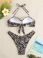 Bikini con Push-Up para mujer, traje de baño liso con tirantes, bañador Sexy con Tanga, ropa de playa para verano, 2024 - details 22