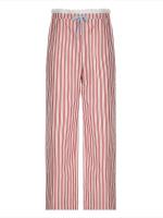 Pantalones holgados de pierna recta a rayas para mujer, moda coreana, cintura elástica, empalme de encaje, pantalones femeninos - details 8