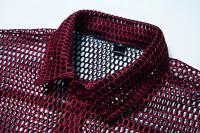 Camisa à manches longues évidée pour hommes, camisas de performance de personnalité, camisas de danse en boîte de nuit pour hommes, diseño de modo, nouveau - details 4