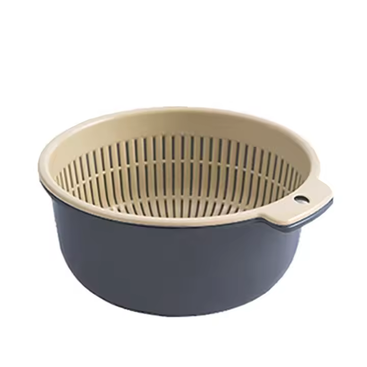 Cesta de drenaje de cocina 2 en 1, cesta de almacenamiento de verduras frescas, contenedores de almacenamiento de lavado y escurridor, cesta de drenaje de doble capa - 1