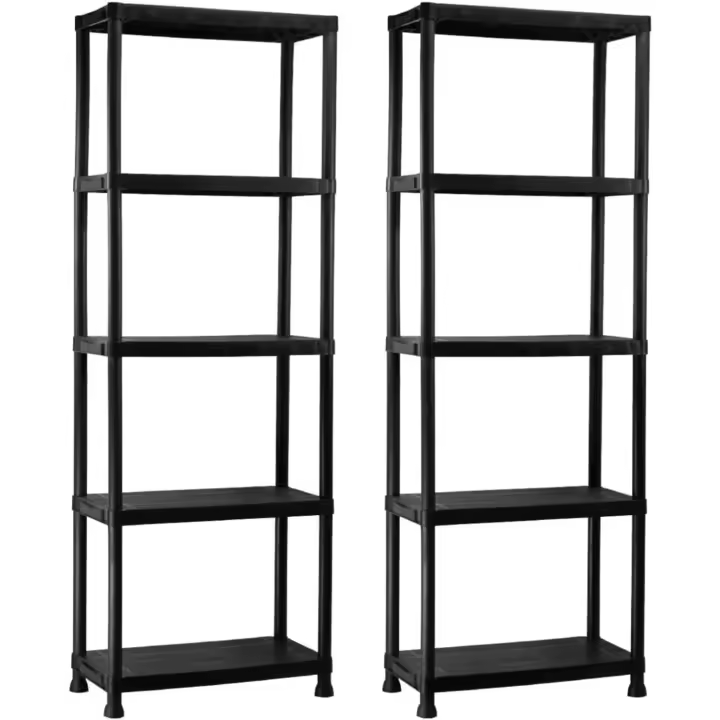 Estantería de Almacenamiento de Polipropileno PP Multiusos Paquete 2 125Kg Carga 61x31x171cm Tamaño - 1