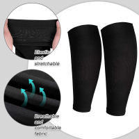Calcetines deportivos de compresión sin pies para férula, venas varicosas, linfedema, correr, ciclismo, Mangas de soporte de pantorrilla, 1 par - details 9