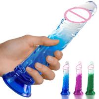 Muggle de Cristal Jelly Grande Silicona Penis para Mujeres Estimulador de Punto G-spot - details 1