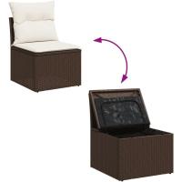 Set de Muebles de Jardín y Cojines 3 piezas, Sillas con Respaldo, Sofás Modulares, Asientos para Patio Terraza, Ratán Sintético Marrón - details 5
