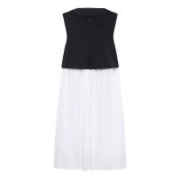 TRAFZA, vestido largo estilo vacaciones de verano para mujer, vestido negro blanco sin tirantes con cremallera, vestidos ajustados elegantes de nueva moda para mujer - details 2