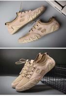 Sandalias planas huecas de malla de moda para exteriores, zapatos deportivos informales de cuero para hombre - details 18