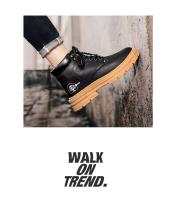 Botas altas para hombre, zapatos de cuero planos informales y versátiles con suela gruesa, compatibles con tablero de trabajo, moda de invierno, 2025 - details 12