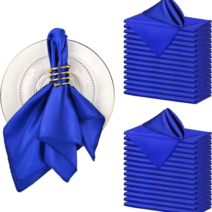 Servilleta de satén de 40x40cm, toalla de té reutilizable, decoración de mesa para fiesta de boda, servilletas Retro con rebabas, 10psc - 1