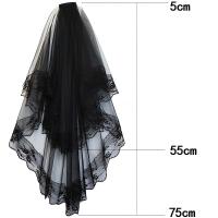 Nuevos velos de novia de encaje blanco y negro con peine, velos de boda elegantes de dos capas cortos para mujer, accesorios para el matrimonio - details 0