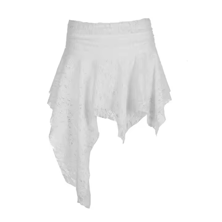 BUNO-falda de encaje asimétrica de estilo coreano, atuendos de fiesta sexys a la moda, falda corta de cintura baja, ropa de discoteca estética dulce - 1