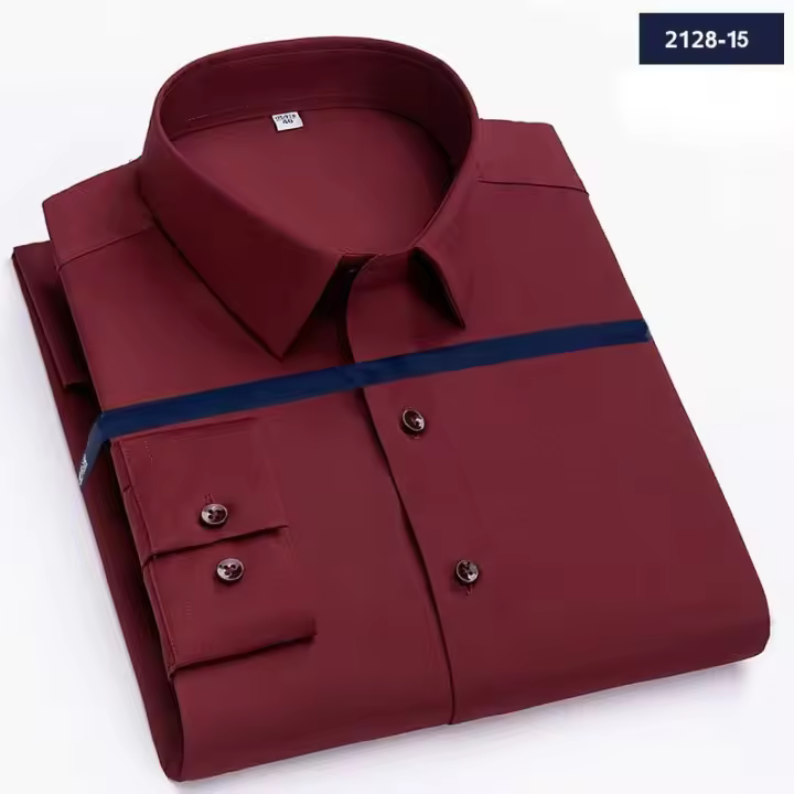 Camisa elástica de manga larga, nuevos productos antiarrugas, blusa vertical masculina, camisa masculina (Regalo 1 pieza) - 1