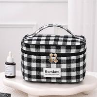 Bolsa de maquillaje a cuadros de gran capacidad, bolsa de aseo de viaje cuadrada de estilo coreano, bolsa de almacenamiento, bolsa de cosméticos de mano para mujer - details 7