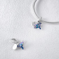 Colgante con cuentas de plata de ley 925, colgante de pájaro azul de ensueño, pulsera Original para fabricación de joyas, regalo del Día de San Valentín - details 1