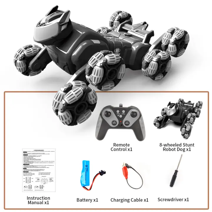 Robot electrónico teledirigido para perro, juguete de derrape con giro de acrobacias, Control remoto manual Dual, mascota eléctrica para niños, regalos - 1
