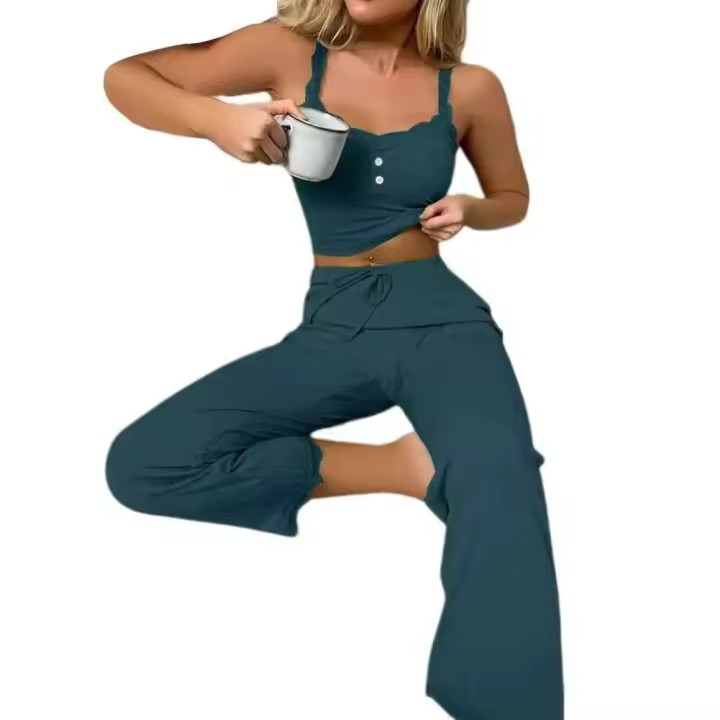 Pijama informal de mujer sexy, pantalones ENCE de verano, conjunto de pantalones sexy de dos piezas, pijamas, ropa casual - 1