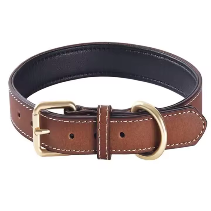 Collar acolchado cuero genuino perro, collares suaves fuertes, cómodos, lo mejor para perros de raza pequeña, mediana y grande, - 1