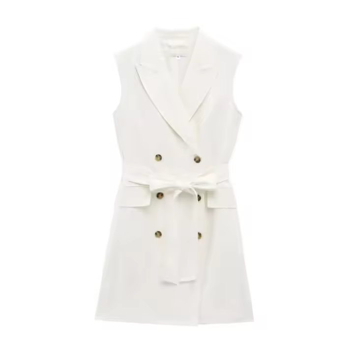 Vestido elegante para mujer, minifalda sin mangas con lazos perfectos, sin botones, estilo primavera-verano - 1