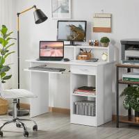 Mesa de Escritorio Blanca Espacio de Almacenamiento con Soporte de Monitor - details 1