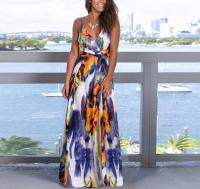 Vestido Floral largo bohemio para mujer, falda sin mangas, cuello en V, Espalda descubierta, primavera, verano, negro, blanco, azul, red42, 40, 38 - details 7