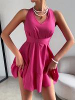 Vestido de mujer con cintura alta y espalda abierta falda corta en forma de a - details 5