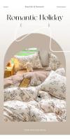 Juego de Ropa de Cama King Size de Alta Calidad con Estampado Floral en Poliéster 100% Tapete de Cama Suave y Transpirable con Funda de Edredón y Sábanas - details 0