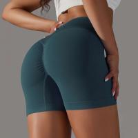 Crossover mujeres deporte gimnasio entrenamiento correr cintura alta Yoga Push Up cadera sin costuras Fiess Shorts - details 31