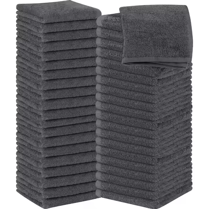 Toallas de Algodón 100% Altamente Absorbentes Suaves Toallas Faciales Paquete de 60 Gris - 1