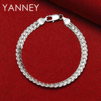 Pulseras de cadena lateral de plata para mujeres y hombres, joyería de 6 mm - details 1