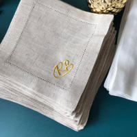 12 Piezas Servilleta de Cóctel de Lino Servilleta de Cóctel Servilletas de Bebidas para Cena Fiesta Tela de Algodón de Lino 8 "x 8" (20x20 cm) - details 10