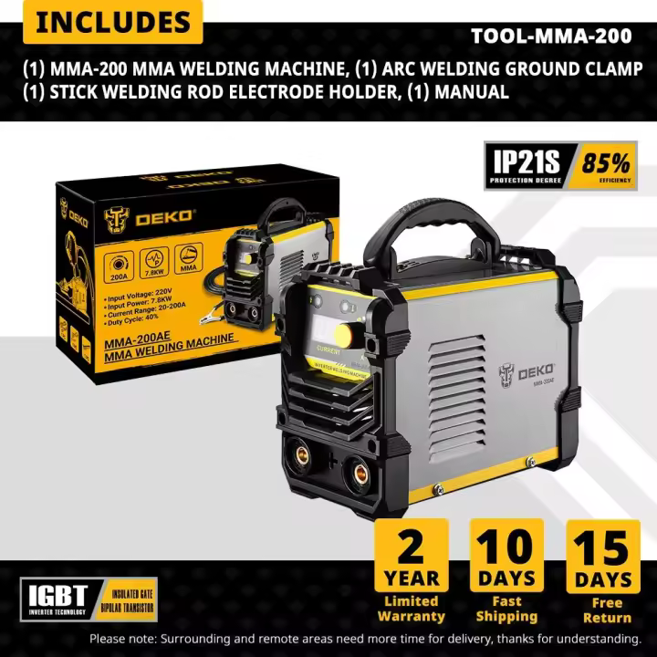 Soldador de arco con inversor DEKO DC, máquina de soldadura IGBT MMA de 220V, 160/200/250 Amp para principiantes en el hogar, ligero y eficiente - 1