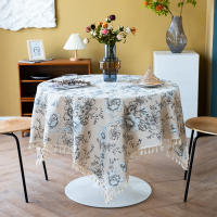 Mantel Vintage de lino y algodón, cubierta de mesa redonda lavable rústica Floral Pastoral para decoración de granja, Picnic, decoración de mesa - details 9