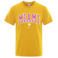 Camiseta holgada informal con letras para hombre, ropa de algodón con estampado de dibujos animados, cuello redondo, Miami Seaside City - details 18