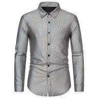 Camisa à manches longues pour hommes, modo nouvelle, estampage à chaud, Diseño personnalisé en diamant, chemises décontractées, boîte de noche, fiesta, vacaciones - details 1