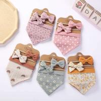 Set de Diadema de Alimentación de Bebé de Muselina de Algodón 3 piezas: Toalla de Saliva con Estampado Triangular, Diadema de Tie Neonatal, Pañuelo de Alimentación de Bebé - details 4