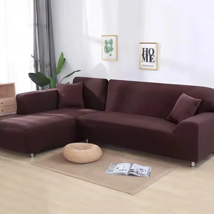 Funda de Sofá de Color Sólido Cubierta Elástica de Tela de Leche Seda para Sala de Estar Funda de Esquina de Sección de Sofá 1PC - 1